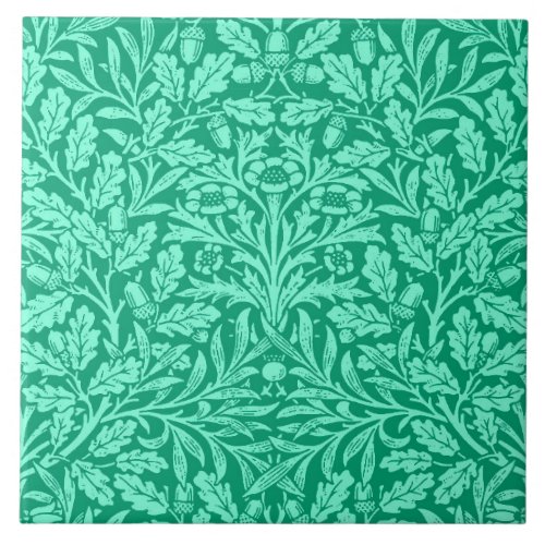 Art Nouveau Floral Damask Turquoise and Aqua  Cer Ceramic Tile