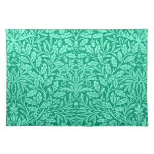 Art Nouveau Floral Damask, Turquoise and Aqua Cloth Placemat