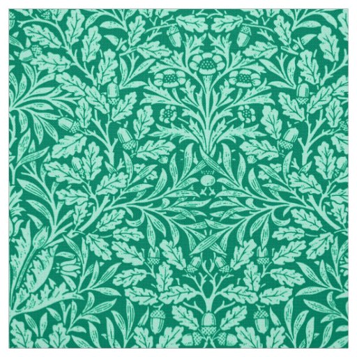 Art Nouveau Floral Damask, Turquoise and Aqua Fabric