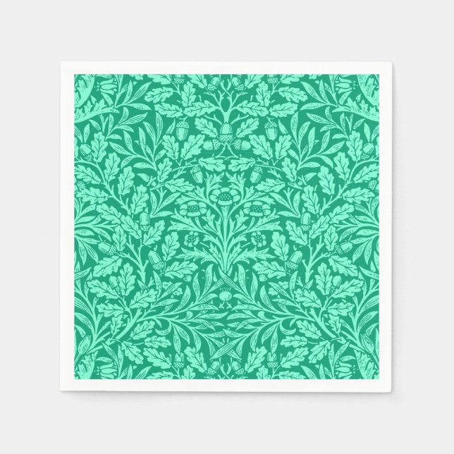 Art Nouveau Floral Damask, Turquoise and Aqua Napkins (Front)