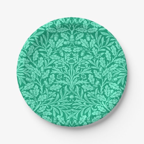 Art Nouveau Floral Damask Turquoise and Aqua Paper Plates