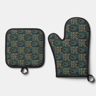 Art Nouveau Floral (Dark) Oven Mitt & Pot Holder Set