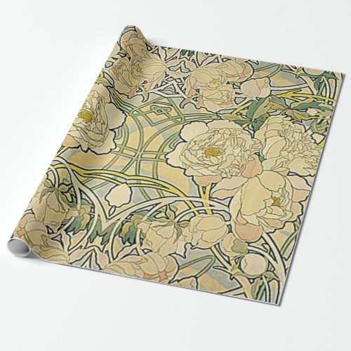 Art Nouveau Floral Decoupage Poster Wrapping Paper