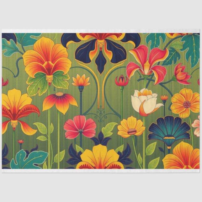 Art Nouveau Floral Decoupage Tissue Paper (Front)
