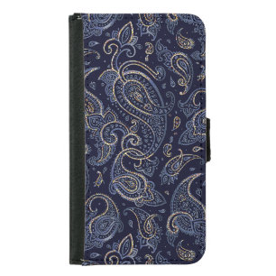Art Nouveau Floral Denim Design Samsung Galaxy S5 Wallet Case
