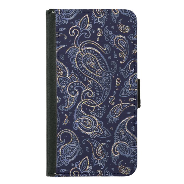 Art Nouveau Floral Denim Design Samsung Galaxy Wallet Case (Front)