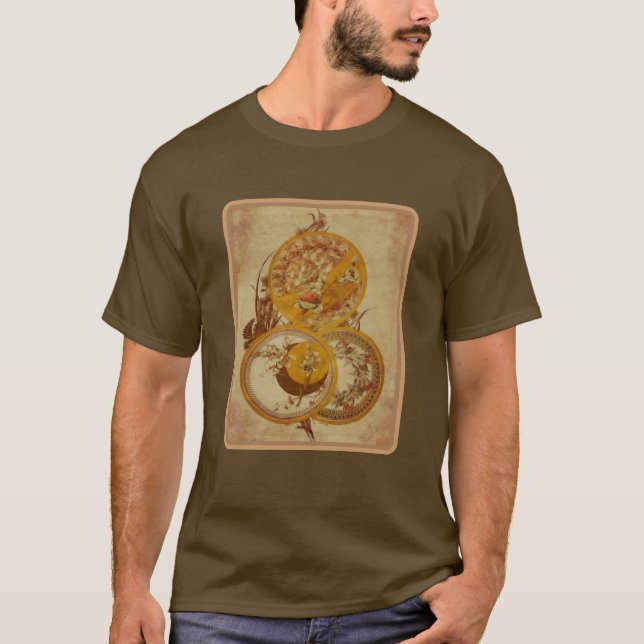 Art Nouveau Floral Design Aged T-Shirt (Front)