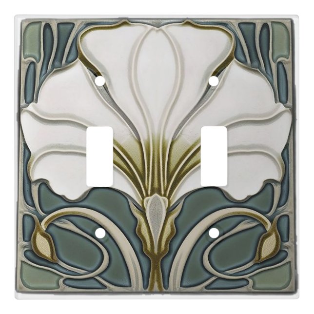 Art Nouveau Floral Design Light Switch Cover (Front)