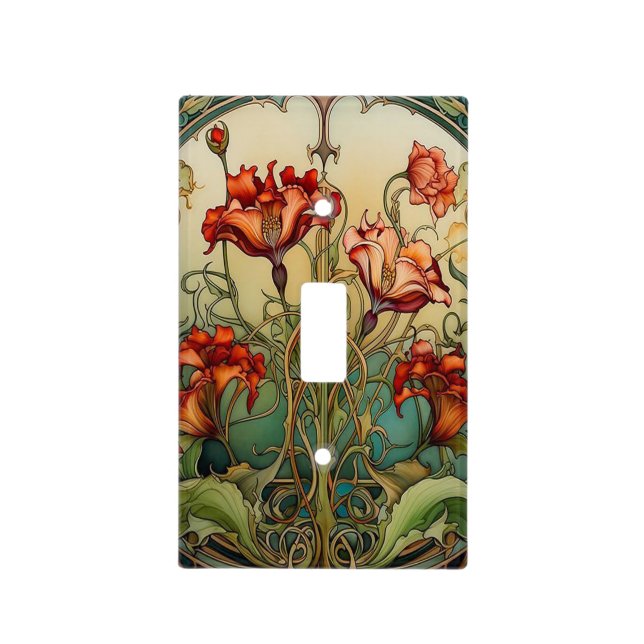 Art Nouveau Floral Design Light Switch Cover (Front)