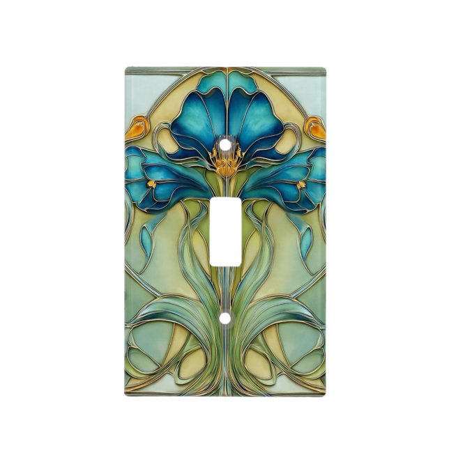 Art Nouveau Floral Design Light Switch Cover (Front)
