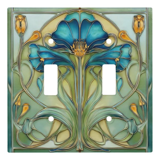 Art Nouveau Floral Design Light Switch Cover (Front)