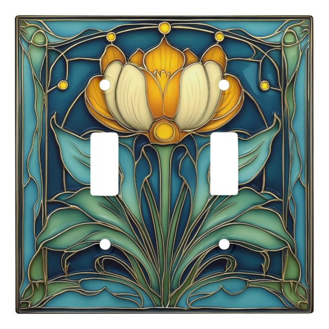 Art Nouveau Floral Design Light Switch Cover (Front)