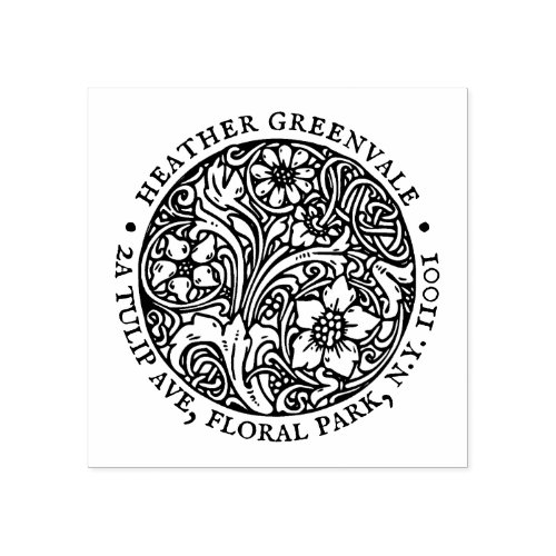 Art Nouveau Floral Design Return Address Stamp    