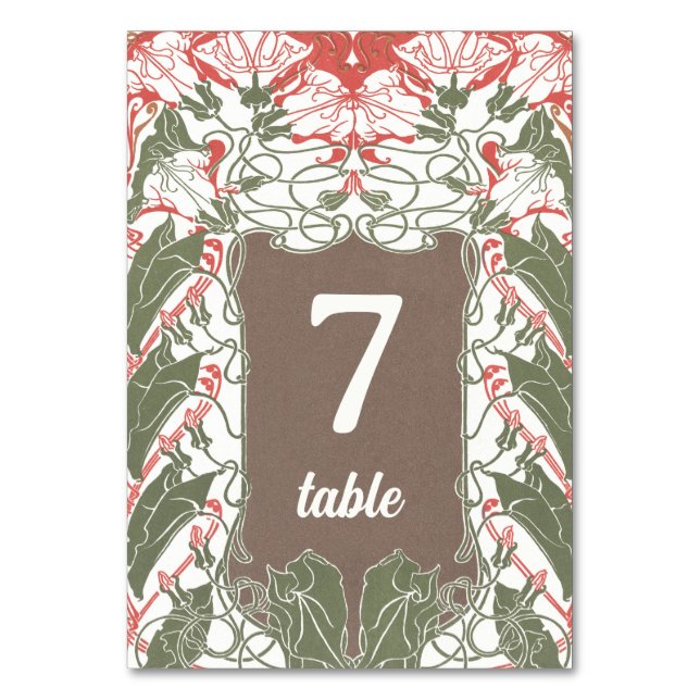 Art Nouveau Floral Elegance 2 Table Number (Front)