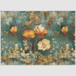 Art Nouveau Floral Fall Teal Ephemera Decoupage Tissue Paper