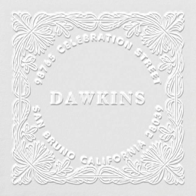 Art Nouveau Floral Family Name – Custom Address Embosser (Design)