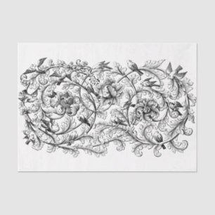 Art Nouveau Floral Flourish Drawing Decoupage Tissue Paper