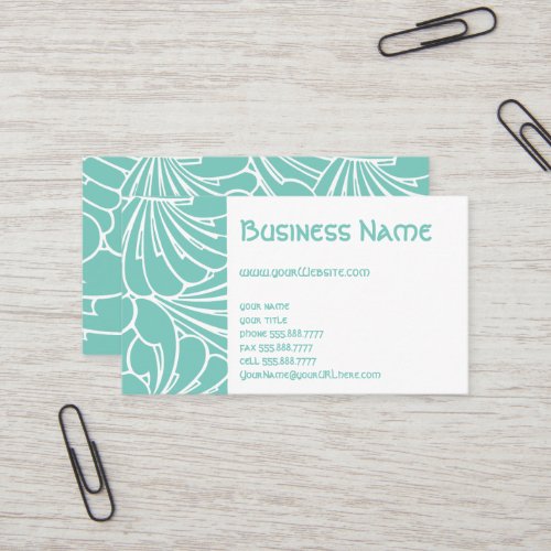Art Nouveau Floral Flowers Chic Turquoise Pattern Business Card Template