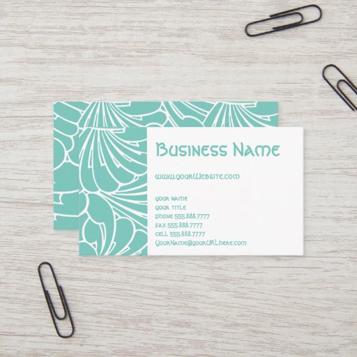 Customizable Art Nouveau Floral Flowers Chic Turquoise Pattern Business Card Template