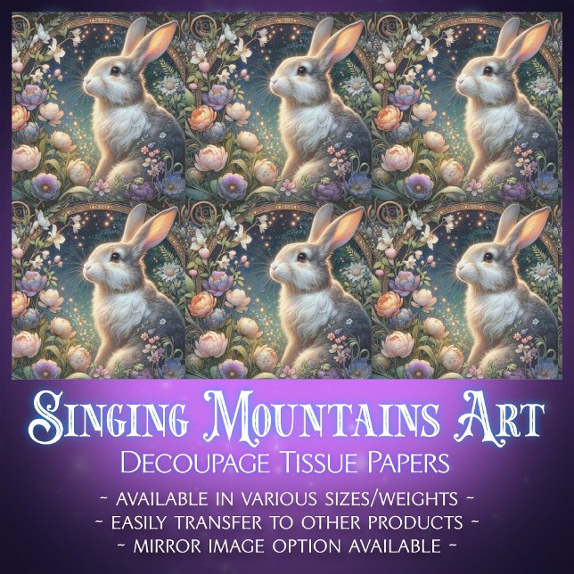 Art Nouveau Floral Forest Rabbit Decoupage Easter Tissue Paper (Creator Uploaded)