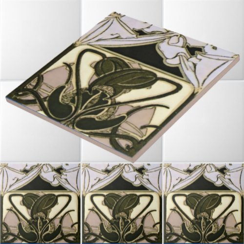 Art Nouveau  Floral Frieze by Mucha Ceramic Tile