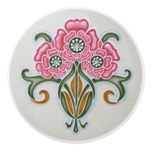 Art Nouveau Floral Furniture Ceramic Knob