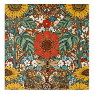 Art Nouveau Floral Garden – Sunflowers, Bee