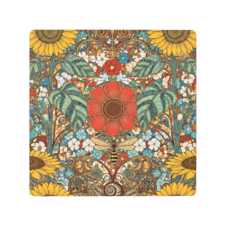 Art Nouveau Floral Garden – Sunflowers, Bee