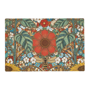Art Nouveau Floral Garden – Sunflowers, Bee Placemat