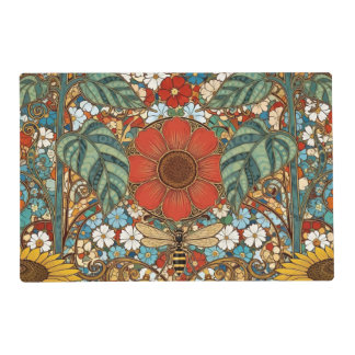 Art Nouveau Floral Garden – Sunflowers, Bee Placemat