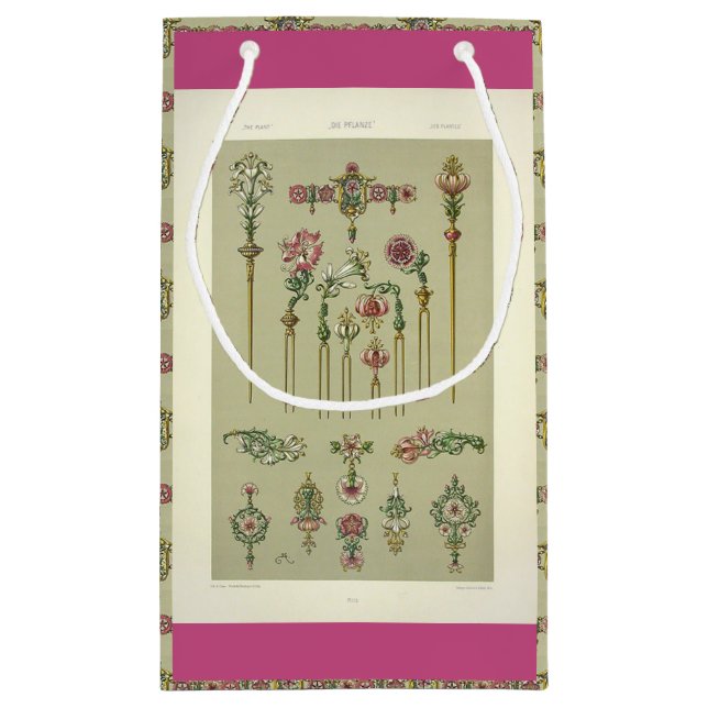 Art nouveau floral hairpin Victorian jewelry pink  Small Gift Bag (Back)