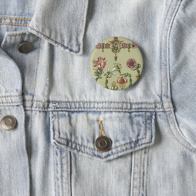 Art nouveau floral hairpins Victorian gemstones Button (In Situ)