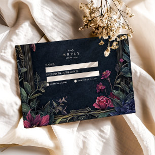 Art Nouveau Floral Halloween Wedding  RSVP Card