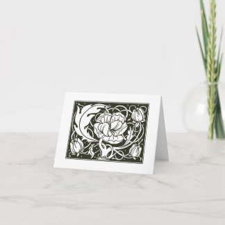 Art Nouveau Floral Illustration Thank You Card