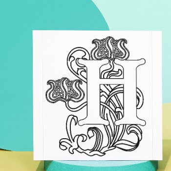 Art Nouveau Floral Initial H   Rubber Stamp by Cardgallery at Zazzle