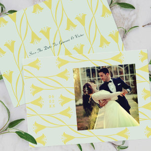 Art Nouveau Floral Lily Save The Date Announcement