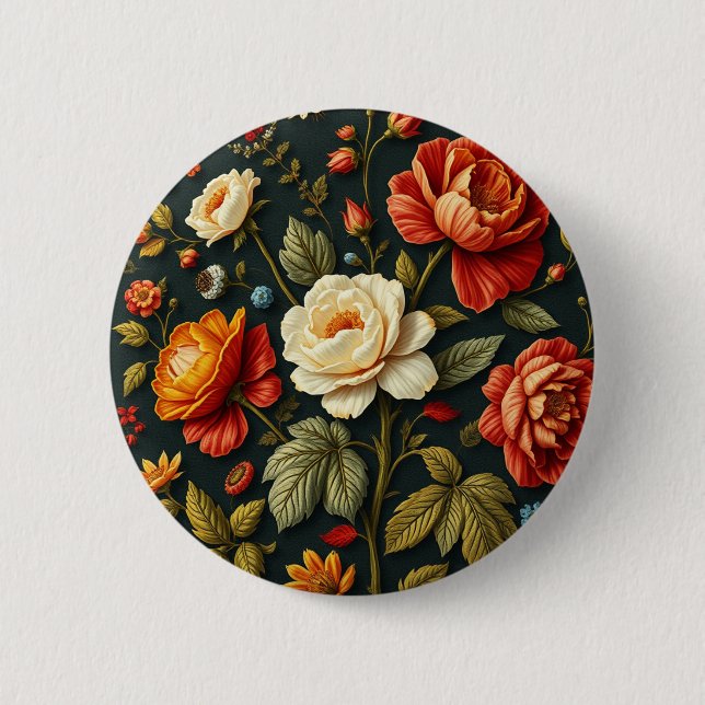 Art Nouveau Floral   - Live life in full bloom  Button (Front)