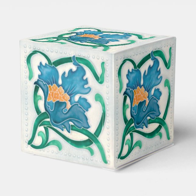 Art Nouveau Floral Majolica Faux Relief Favor Boxes (Back Side)