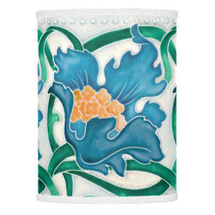 Art Nouveau Floral Majolica Faux Relief Pattern Lamp Shade
