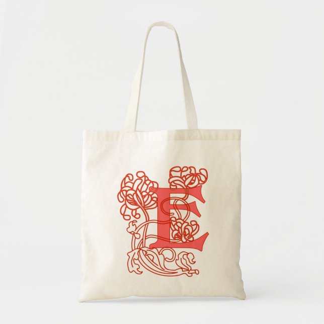 Art Nouveau Floral Monogram E Tote  Bag (Front)