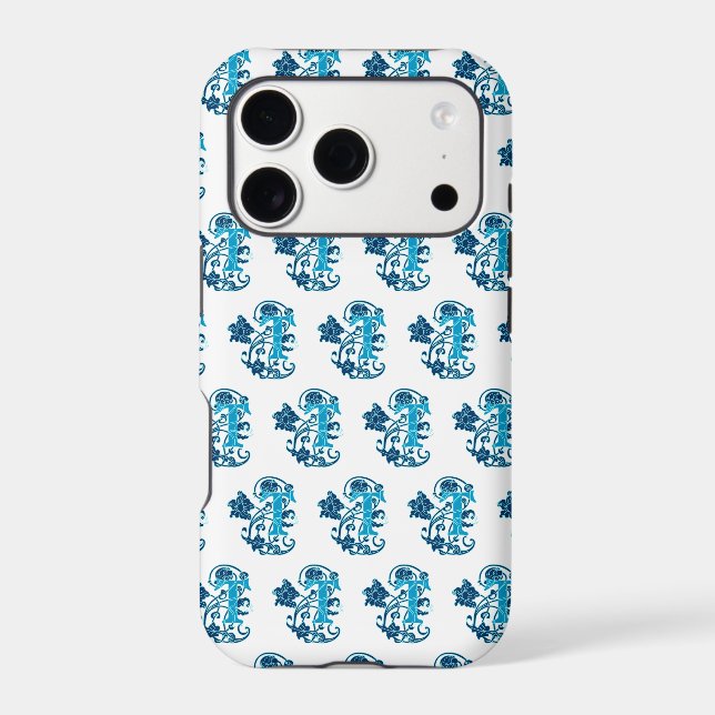 Art Nouveau Floral Monogram T  Case-Mate iPhone Case (Back)