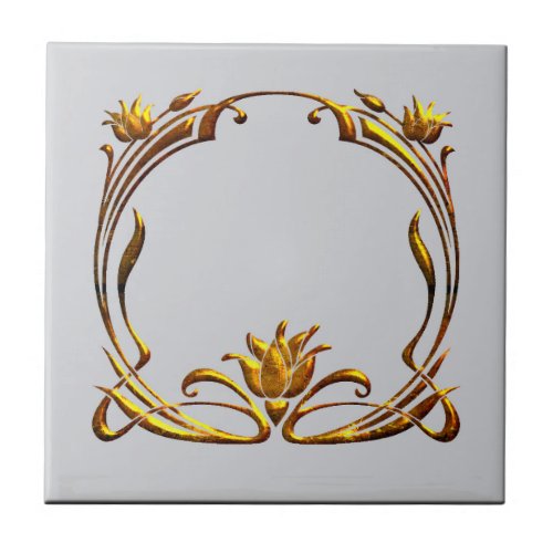 Art Nouveau Floral Motif Ceramic Ceramic Tile