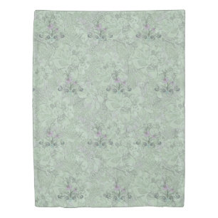 Art Nouveau Floral Pale Sage Dusty Lilac Twin Duvet Cover