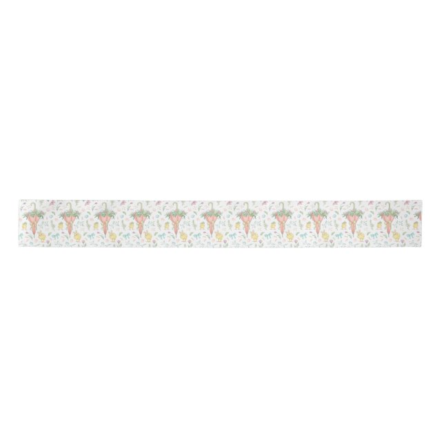 Art Nouveau Floral Parasol and Spring Chicks Satin Ribbon (Front)