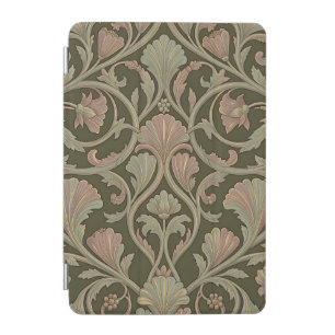 Art Nouveau Floral Pattern Dark Green Pink Vintage iPad Mini Cover