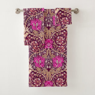 Art Nouveau Floral, Plum, Beige and Deep Purple Bath Towel Set
