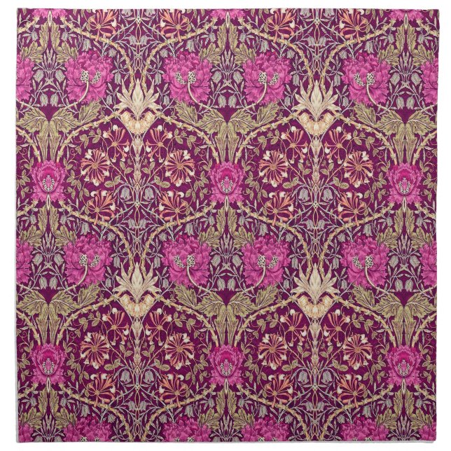 Art Nouveau Floral, Plum, Beige and Deep Purple Cloth Napkin (Front)