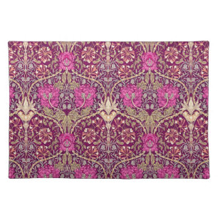 Art Nouveau Floral, Plum, Beige and Deep Purple Cloth Placemat