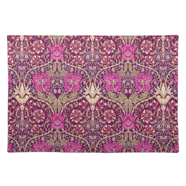 Art Nouveau Floral, Plum, Beige and Deep Purple Cloth Placemat (Front)