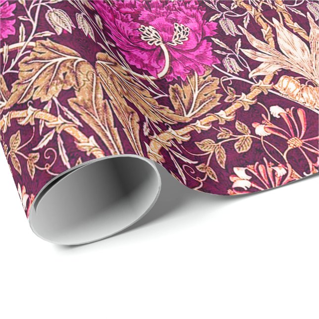 Art Nouveau Floral, Plum, Beige and Deep Purple Wrapping Paper (Roll Corner)